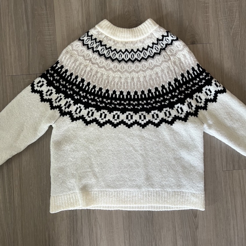 Women's Crewneck Pullover Sweater - Universal Thread Cream Fairisle S - Picture 5 of 9